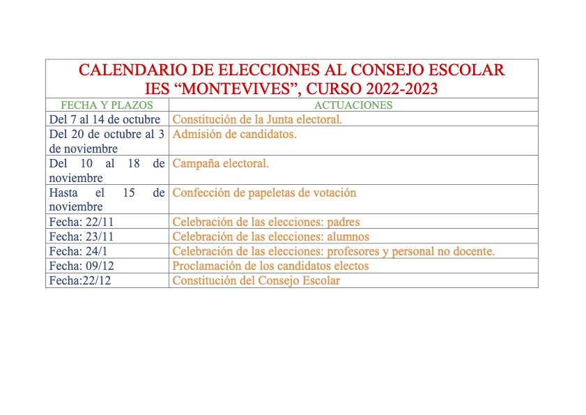 Calendario Consejo